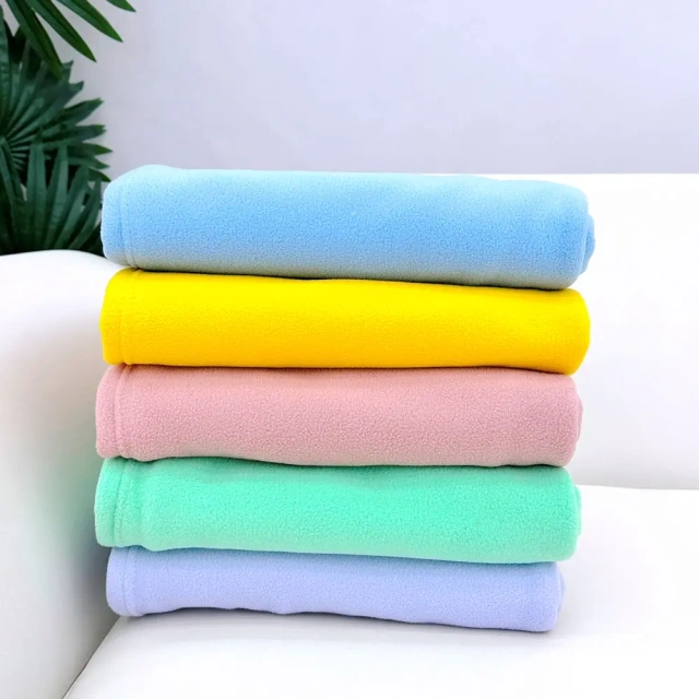 Wholesale Polar Fleece Customized Travel Throws Blanket  mink LOGO Two Side Brush Solid Color Printed Promotion Gift Blanket