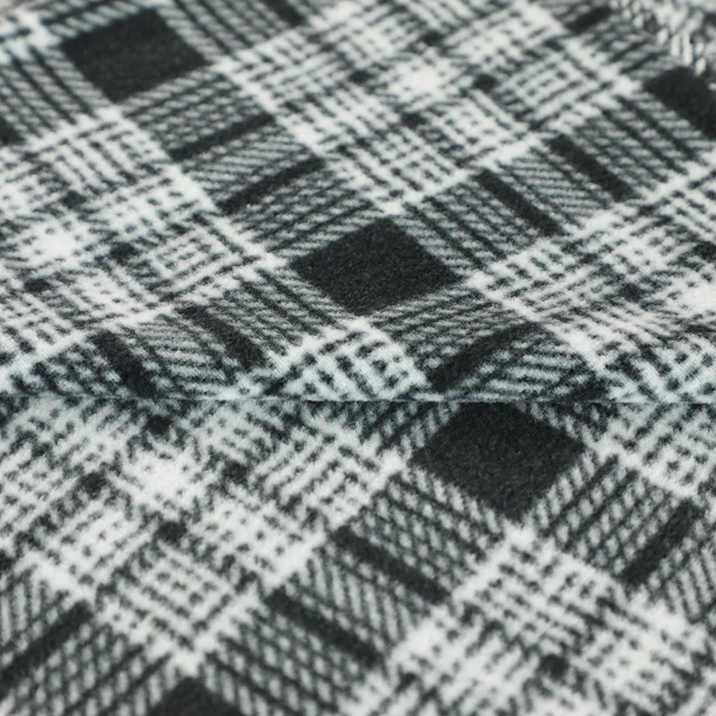 Heavy Plaid Single Brushed Micro Cationic Polar Flannel Fleece Fabric