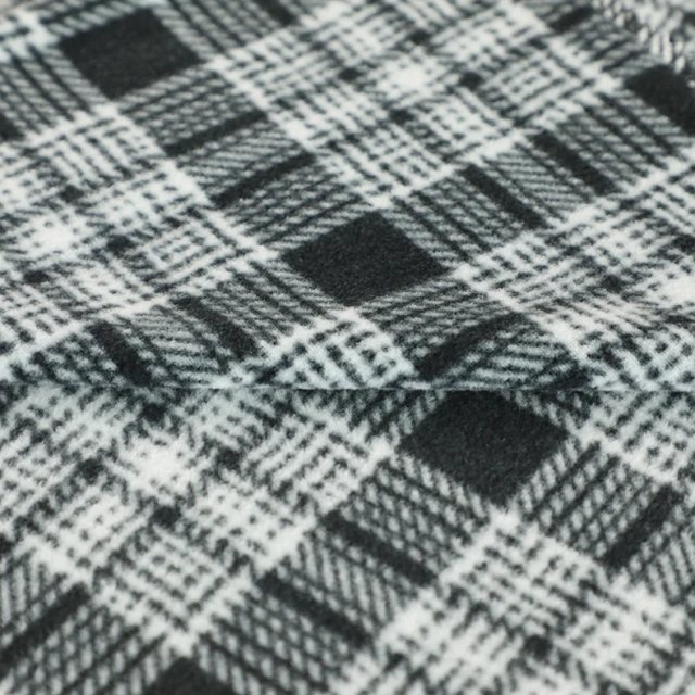 Heavy Plaid Single Brushed Micro Cationic Polar Flannel Fleece Fabric