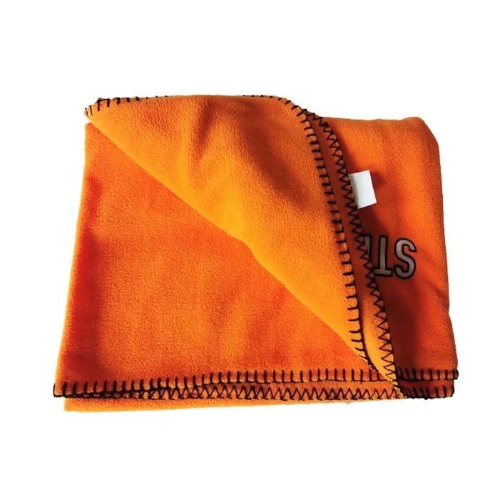 100% polyester disposable embroidered logo promotional airplane polar fleece blanket