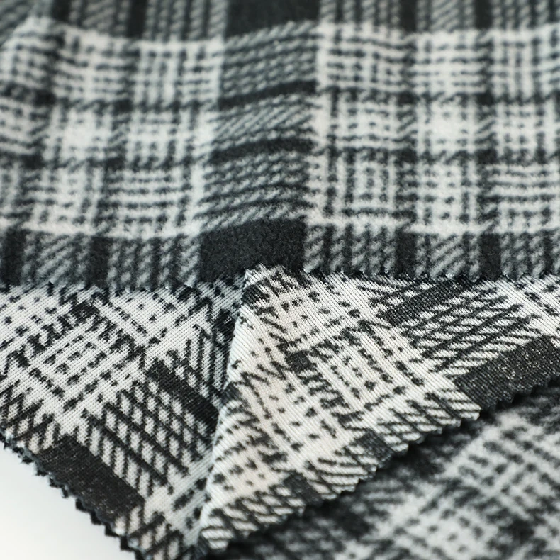 Heavy Plaid Single Brushed Micro Cationic Polar Flannel Fleece Fabric