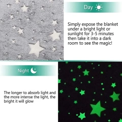 Hot selling glowing plaid fleece blanket shining in night kids luminous star featuring light blankets bright