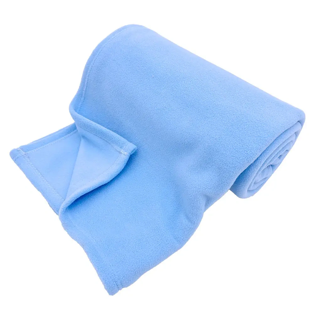 Wholesale Polar Fleece Customized Travel Throws Blanket  mink LOGO Two Side Brush Solid Color Printed Promotion Gift Blanket