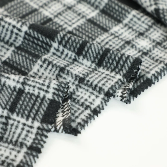 Heavy Plaid Single Brushed Micro Cationic Polar Flannel Fleece Fabric
