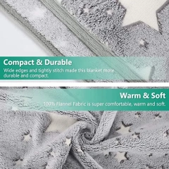 Hot selling glowing plaid fleece blanket shining in night kids luminous star featuring light blankets bright