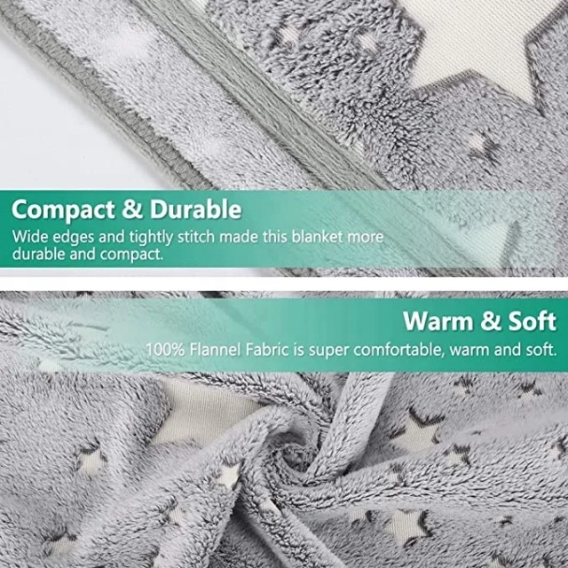 Hot selling glowing plaid fleece blanket shining in night kids luminous star featuring light blankets bright