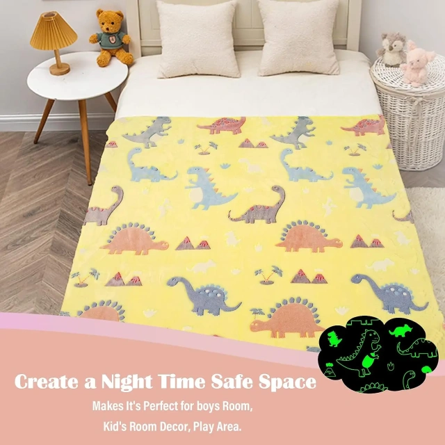 Glow in The Dark Baby Blanket Kids Blanket Custom Luminous Throw Blanket With Unicorn Pattern