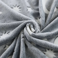 Custom Plush Luminous Glow In The Dark Cartoon Grey Moon Star  Flannel Fleece Throw blanket