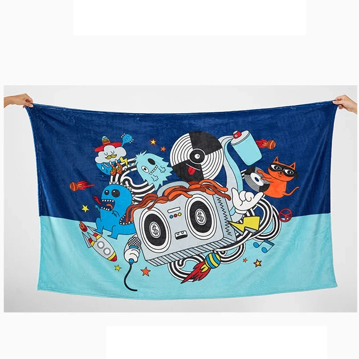 OEM custom printing flannel fleece kids cozy tv blankets