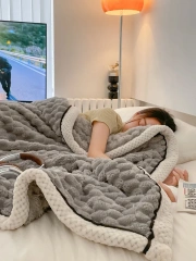 460 GSM air condition throw blanket winter warm 3D Embossed Velvet fleece reversible thick Throw Blanket for bed