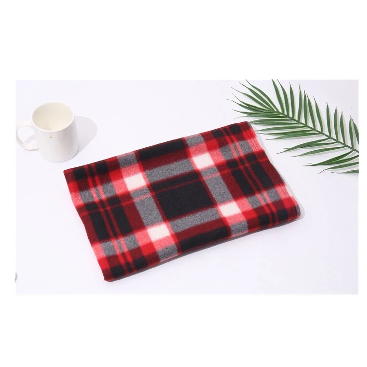 Custom 100% Polyester Plaid Throw Blanket Printed Polar Fleece Blanket For Sofa