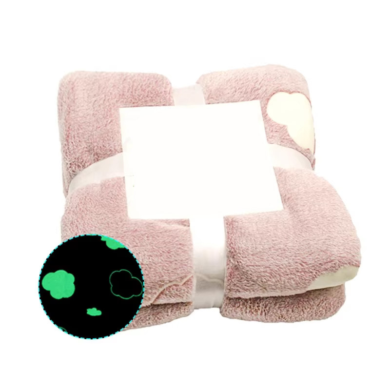 Hot selling glowing plaid fleece blanket shining in night kids luminous star featuring light blankets bright