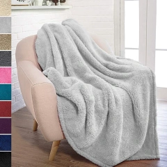 100% Polyester  Soft Warm Sherpa Throw Flannel Fleece Blanket