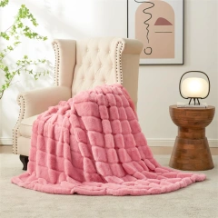 Winter Sherpa Blanket Throw Portable Soft Wool with Custom Logo Knitted Faux Fur and Fleece for Home Car Office Chair Plane