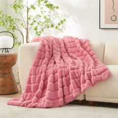Winter Sherpa Blanket Throw Portable Soft Wool with Custom Logo Knitted Faux Fur and Fleece for Home Car Office Chair Plane
