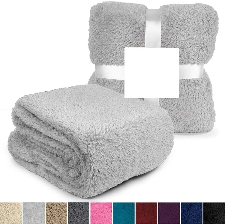 100% Polyester  Soft Warm Sherpa Throw Flannel Fleece Blanket