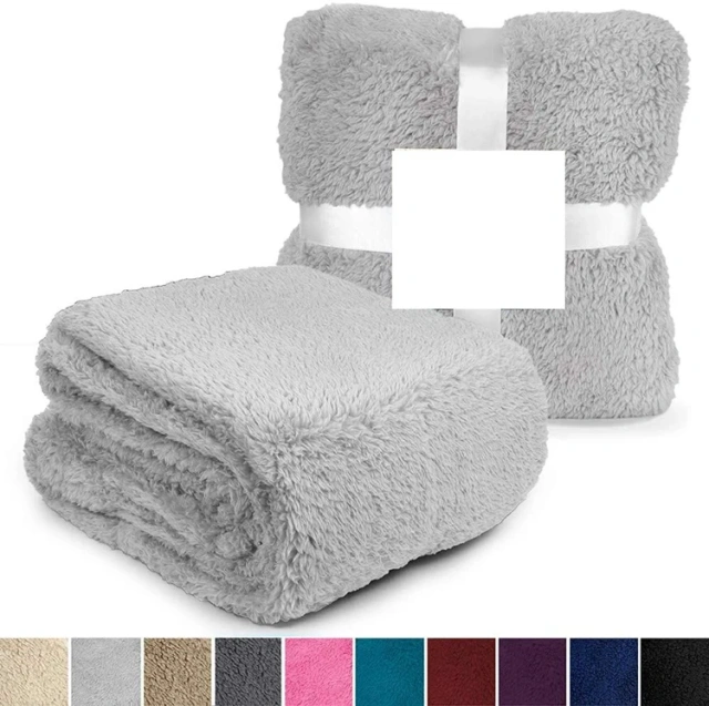 100% Polyester  Soft Warm Sherpa Throw Flannel Fleece Blanket