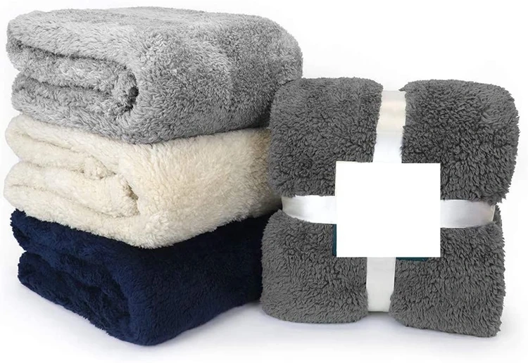 100% Polyester  Soft Warm Sherpa Throw Flannel Fleece Blanket