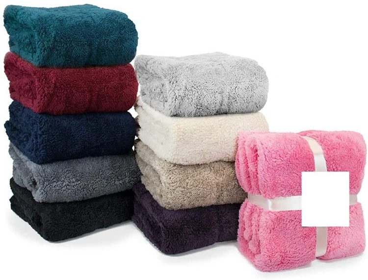 100% Polyester  Soft Warm Sherpa Throw Flannel Fleece Blanket