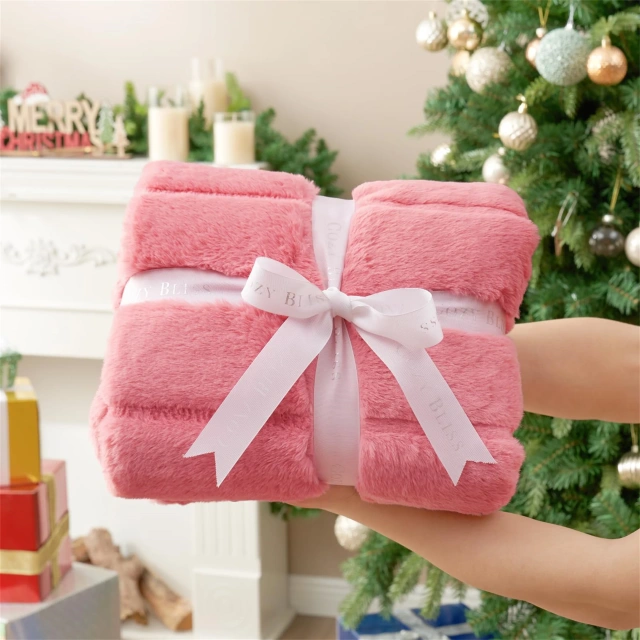 Winter Sherpa Blanket Throw Portable Soft Wool with Custom Logo Knitted Faux Fur and Fleece for Home Car Office Chair Plane