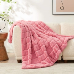 Winter Sherpa Blanket Throw Portable Soft Wool with Custom Logo Knitted Faux Fur and Fleece for Home Car Office Chair Plane