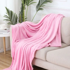 Fokusent Plain colour Microfiber Flannel blanket super soft reversible polyester throw blanket Home Textile 70*100cm winter