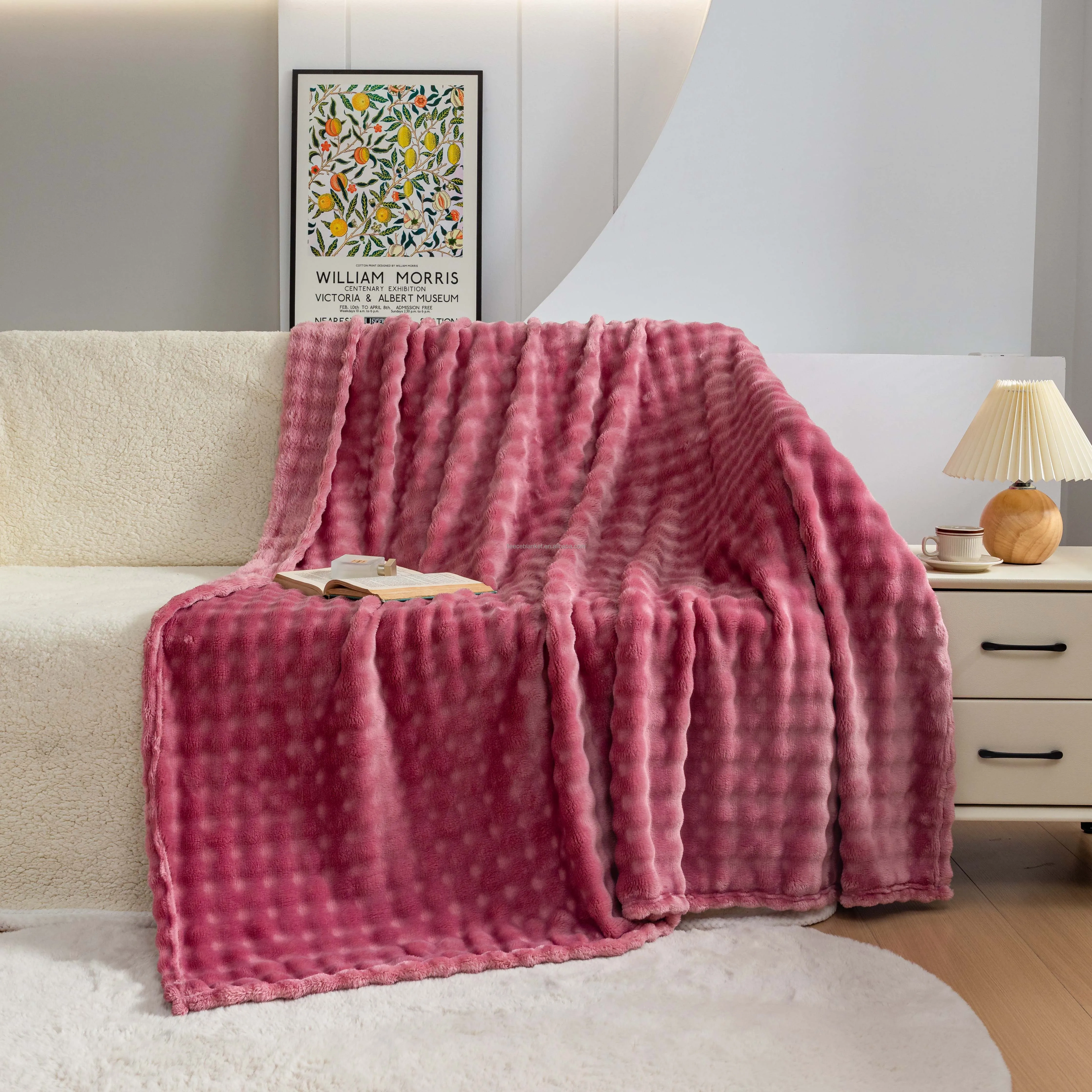 New design 3D Bubble Decorative Plush plush Flannel fleece Blanket Lightweight jacquard Warm Blanket Bed Office throw Blanket