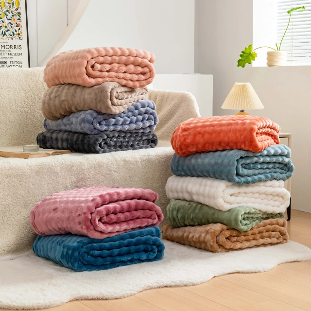 New design 3D Bubble Decorative Plush plush Flannel fleece Blanket Lightweight jacquard Warm Blanket Bed Office throw Blanket