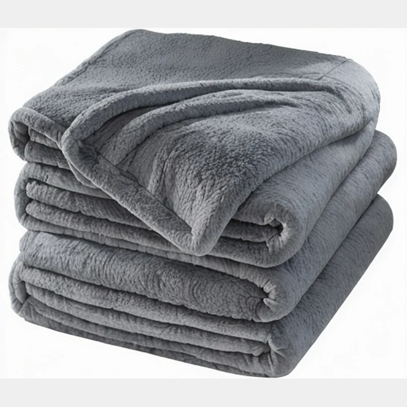 Fokusent Plain colour Microfiber Flannel blanket super soft reversible polyester throw blanket Home Textile 70*100cm winter