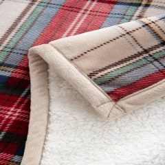 Wholesale Winter Flannel Blanket Thickened Striped Sherpa Washable Soft Nap Blanket Luxury Plaid Blanket For Bed Sofa
