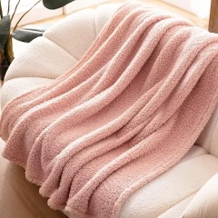 Bertte Fluffy Sherpa Throw Blanket Ultra Soft Warm Lightweight Shaggy Blanket for Couch Sofa Travel, 50"x 60", Pink
