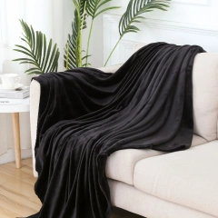 Fokusent Plain colour Microfiber Flannel blanket super soft reversible polyester throw blanket Home Textile 70*100cm winter