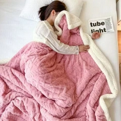 Factory Wholesale Jacquard Double Layer Flannel Throw Winter Fleece Sherpa Blanket