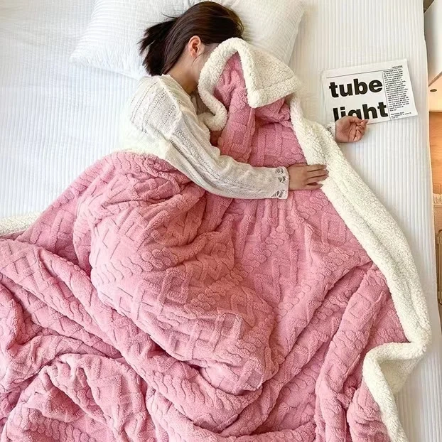 Factory Wholesale Jacquard Double Layer Flannel Throw Winter Fleece Sherpa Blanket