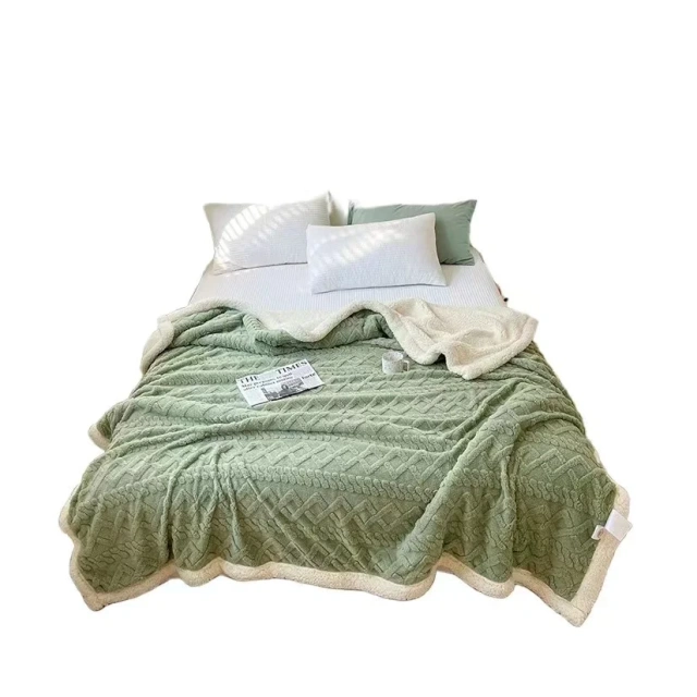 Factory Wholesale Jacquard Double Layer Flannel Throw Winter Fleece Sherpa Blanket