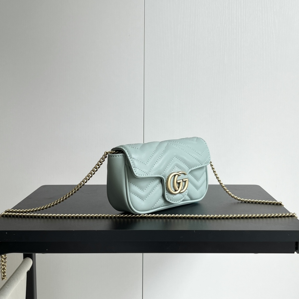 GG Marmont Series 443497 Green Color Leather Luxury Mens Womens Chain Cross Body Bags