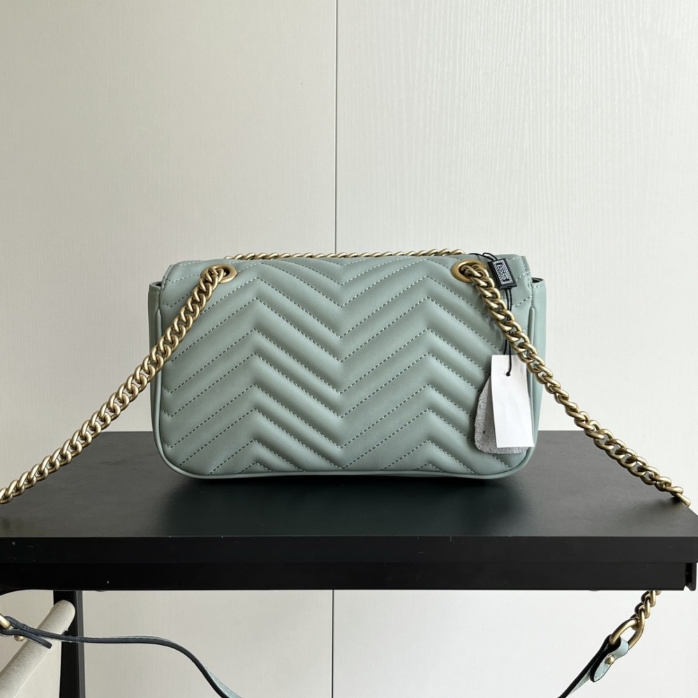 GG Marmont Series 443497 Green Color Leather Luxury Mens Womens Chain Cross Body Bags