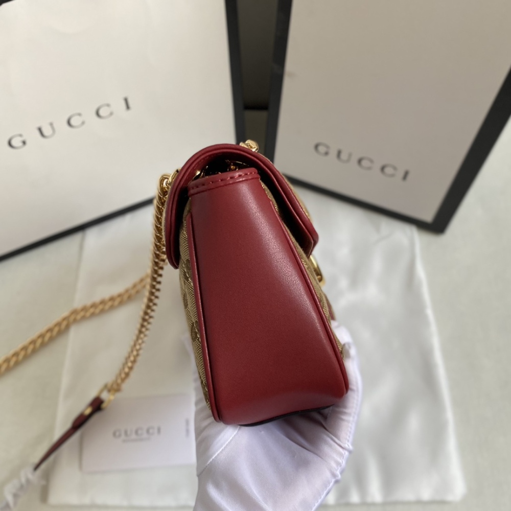 Casual Summer GG Marmont Series 443497 Khaki-Red/Black Canvas Leather Luxury Mens Womens Chain Shoulder Bags