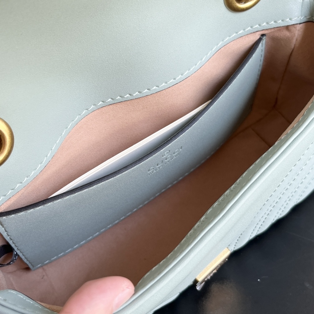 GG Marmont Series 443497 Green Color Leather Luxury Mens Womens Chain Cross Body Bags