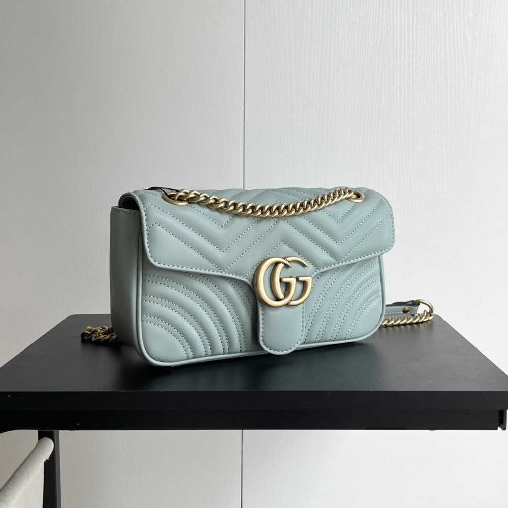 GG Marmont Series 443497 Green Color Leather Luxury Mens Womens Chain Cross Body Bags