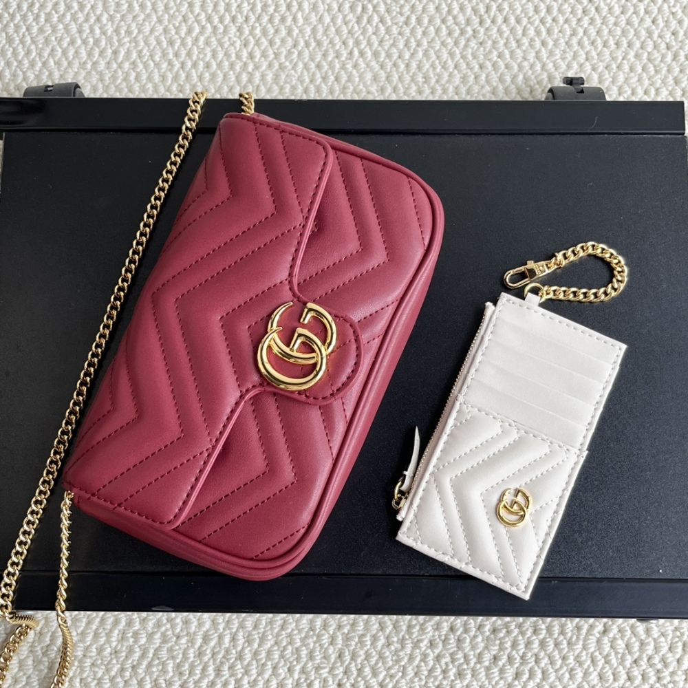 GG Marmont Chain Mini Women Designer Fashion 751526 Cowhide Leather Luxury Card Shoulder Bags