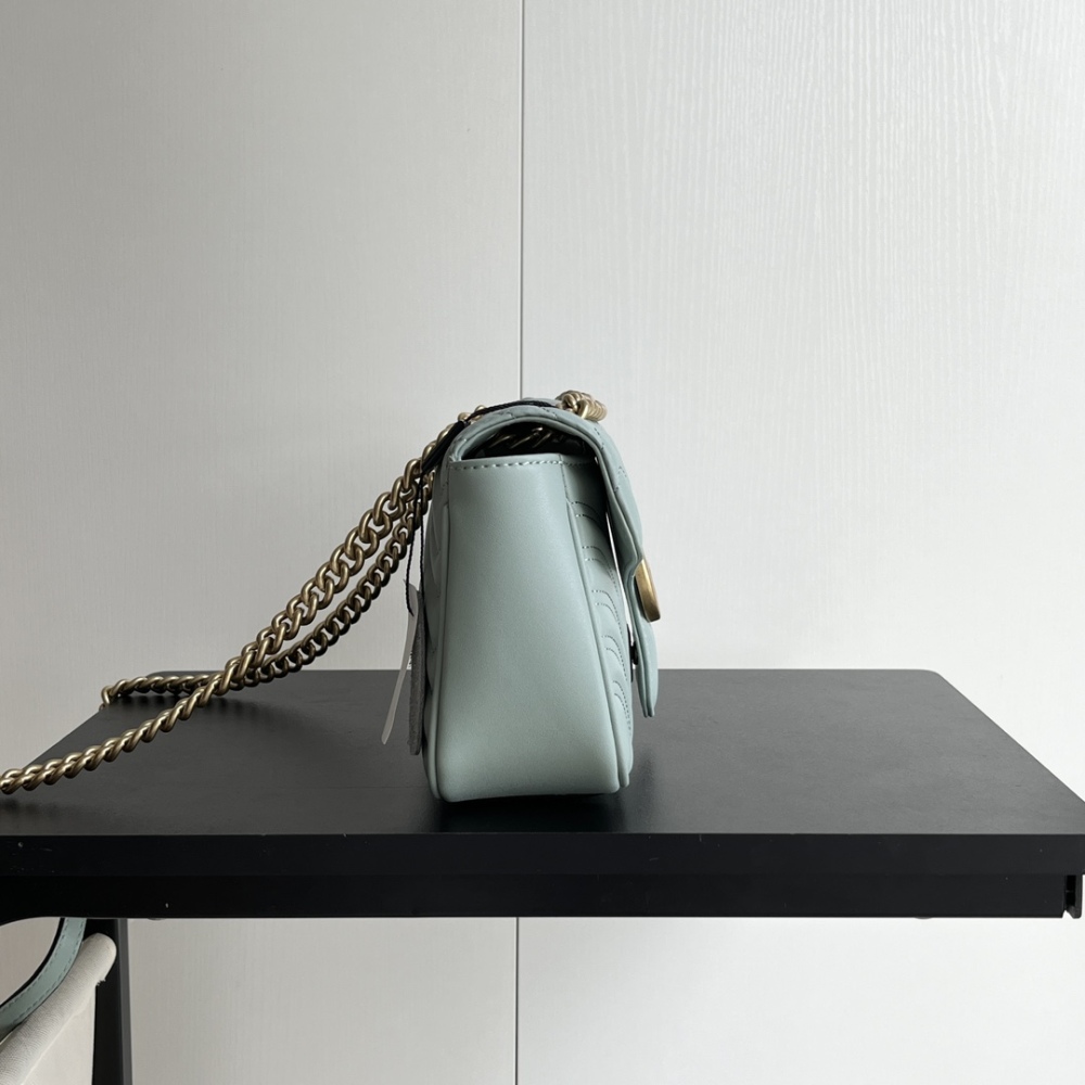 GG Marmont Series 443497 Green Color Leather Luxury Mens Womens Chain Cross Body Bags