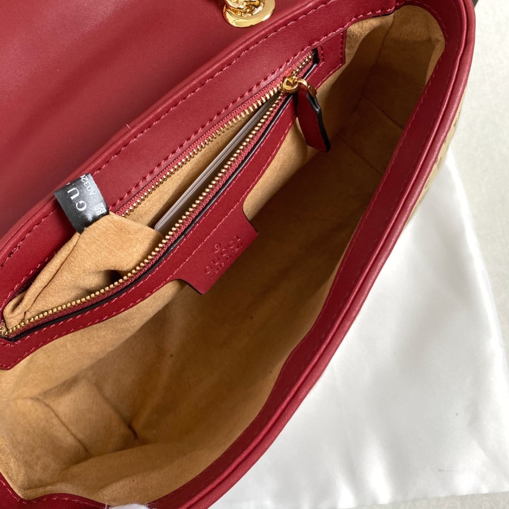 Casual Summer GG Marmont Series 443497 Khaki-Red/Black Canvas Leather Luxury Mens Womens Chain Shoulder Bags