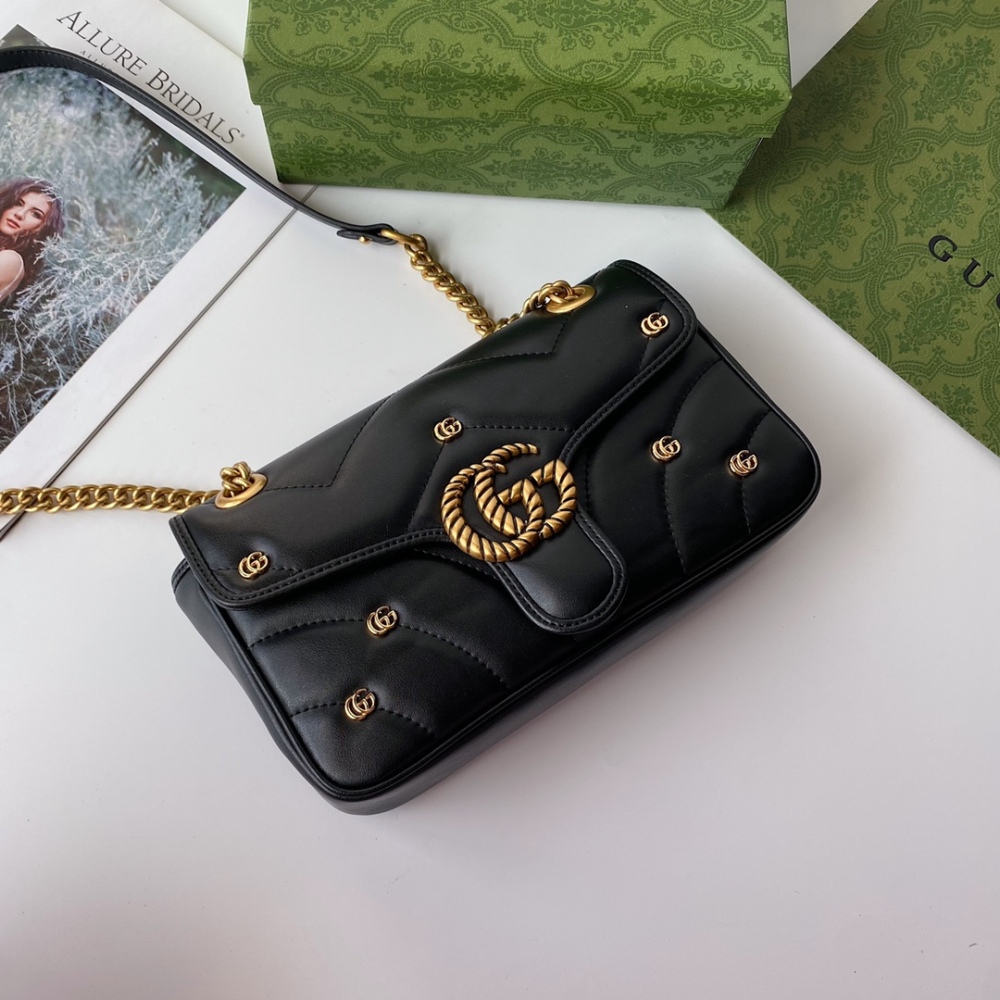 GG Marmont 443497 Designer Fashion Mini Luxury Chain Shoulder Bags Soft Leather Women's Bag