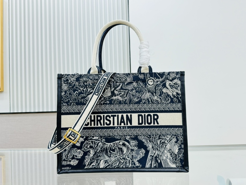 Classical Fashion Blue Tiger Mens Women Dior 8833 Big Capacity 3 Sizes Shopping Tote Bags