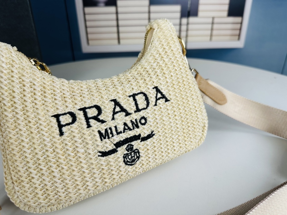 Half Moon Wool Knitting  Luxury Prada Hobo Soft Combo Women Beach Designer Shoulder Bags