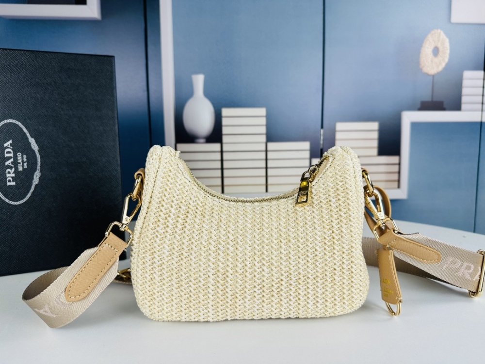 Half Moon Wool Knitting  Luxury Prada Hobo Soft Combo Women Beach Designer Shoulder Bags