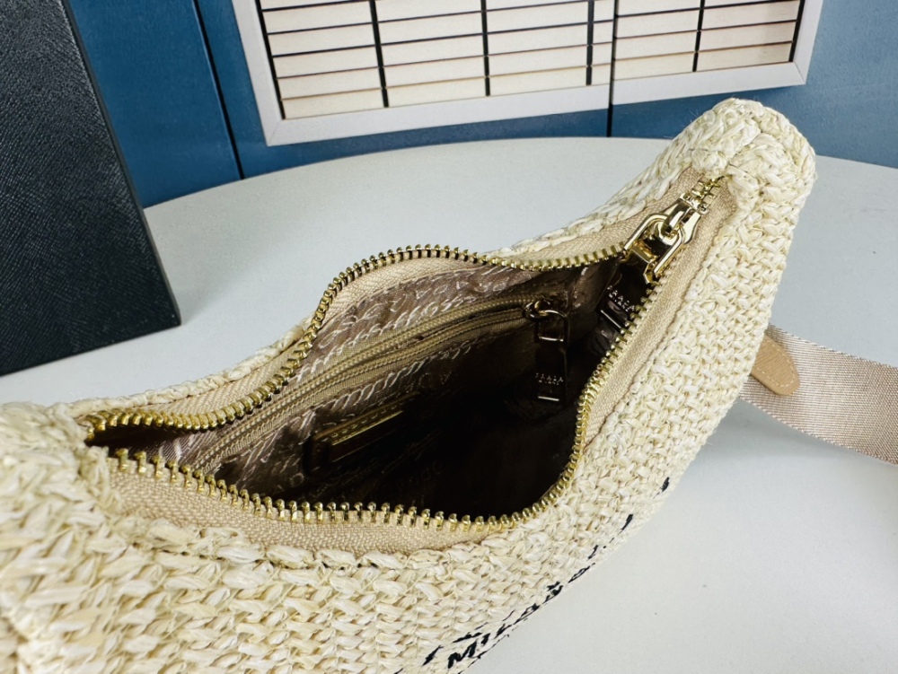 Half Moon Wool Knitting  Luxury Prada Hobo Soft Combo Women Beach Designer Shoulder Bags