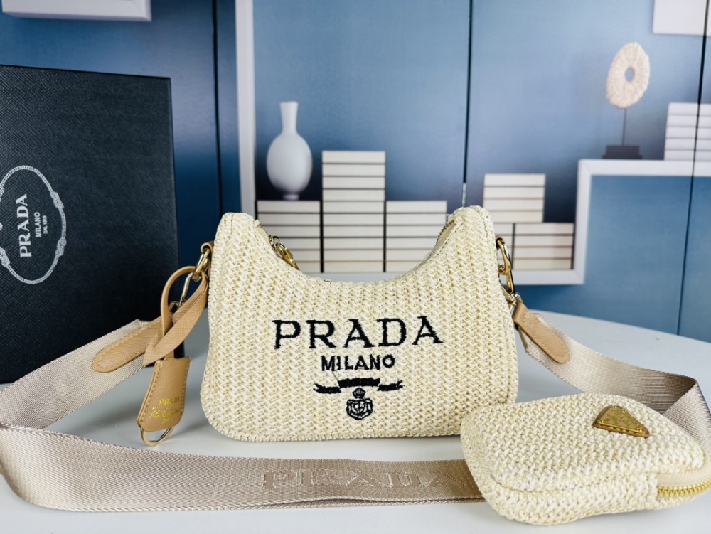 Half Moon Wool Knitting  Luxury Prada Hobo Soft Combo Women Beach Designer Shoulder Bags