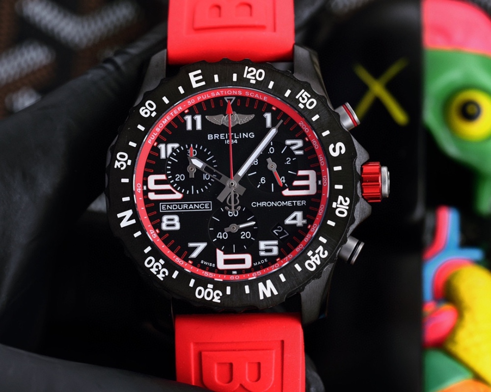 Breitlin Luxury Men's Watch Quartz Chronograph 44mm Avenger Hurricane Rubber Men Watches Hardex Glass Wristwatches